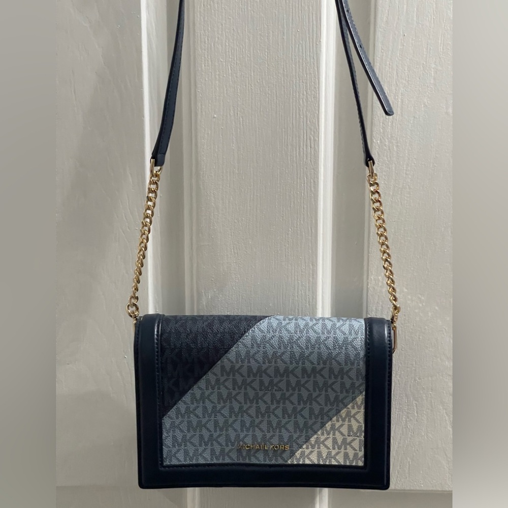 Michael Kors Navy and Light Gray Crossbody Bag
